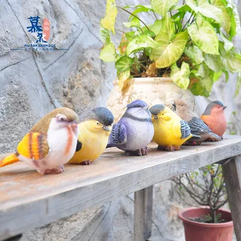 

6pcs/set 4pcs/set European Pastoral Magpie Bird Ornament Garden Balcony Decoration Resin Animal Craft Gift