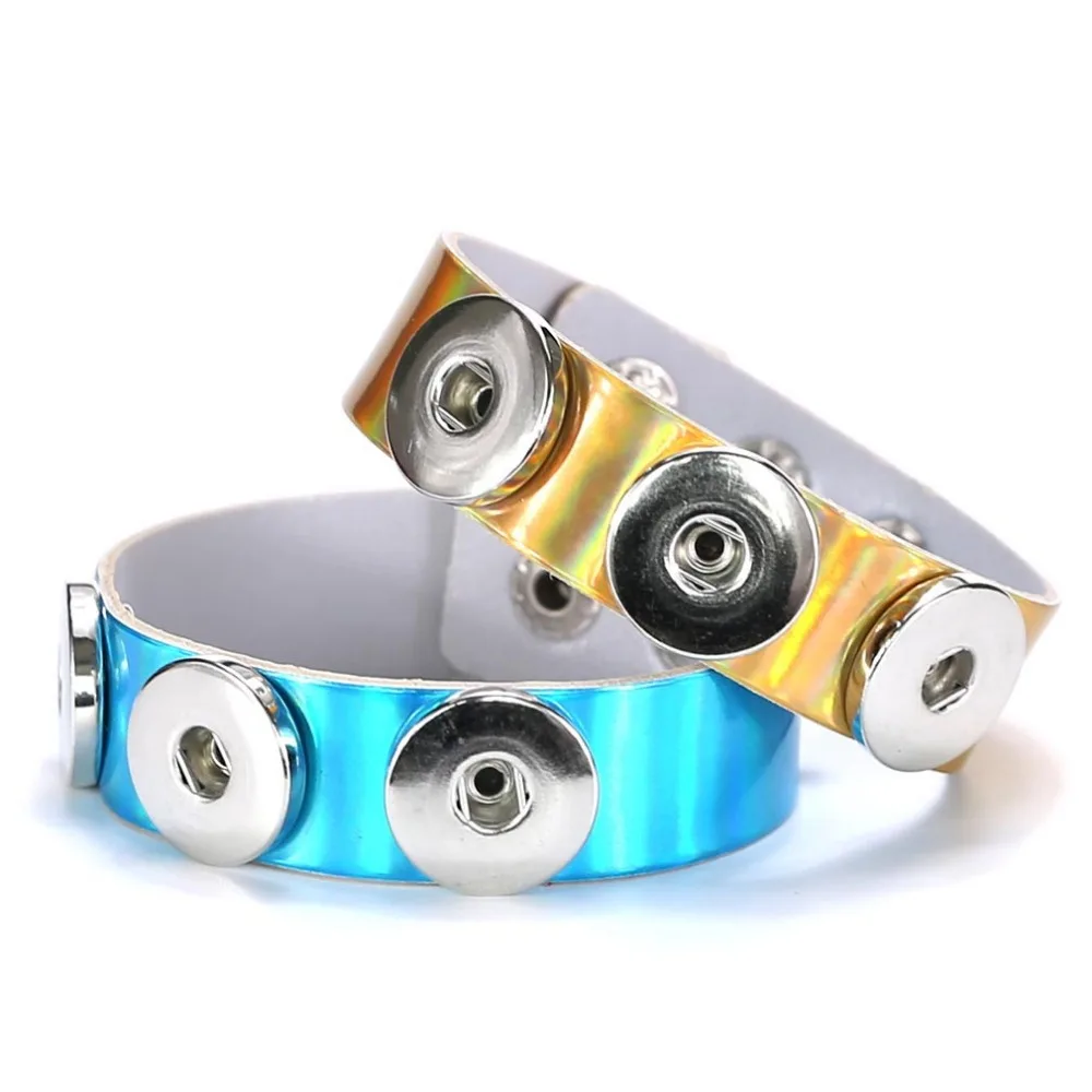 

Hot PU Leather bracelets bangles for women men 2017 Holographic Laser DIY Wristband summer dress jewelry Bijouterie