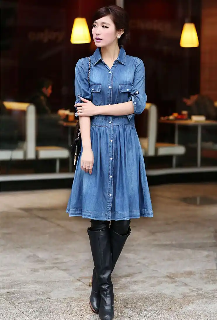 shipping H334|denim dress|women jeans 