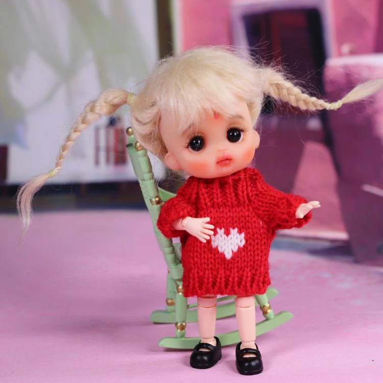

B277 Blyth Doll clothes gift 1/12 ob11 dolls Accessories handmade red christmas sweater 1pcs