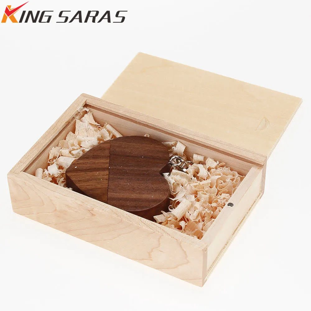 

XIWANG Customizable company logo Wooden heart USB flash drive Pendrive2.0 4GB 8GB 16GB 32GB 64GB USB flash drive Memory stick