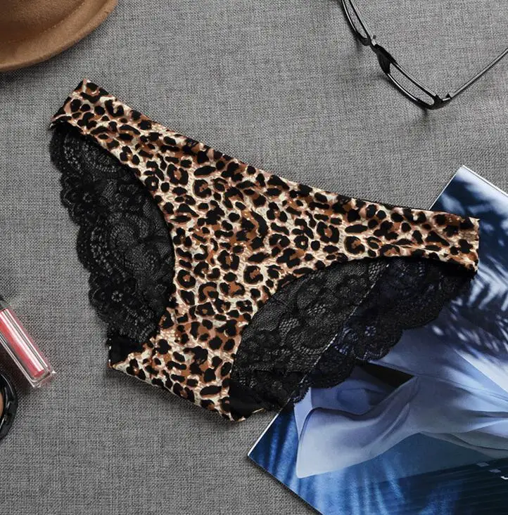 

Women Lace Panties Seamless Print Underwear Sexy Briefs Women Girls Leopard Lace Panties Plus Size M L XL XXL