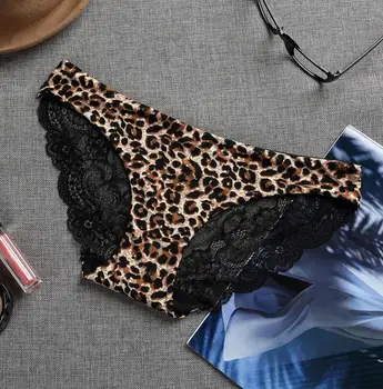 

Women Lace Panties Seamless Print Underwear Sexy Briefs Women Girls Leopard Lace Panties Plus Size M L XL XXL