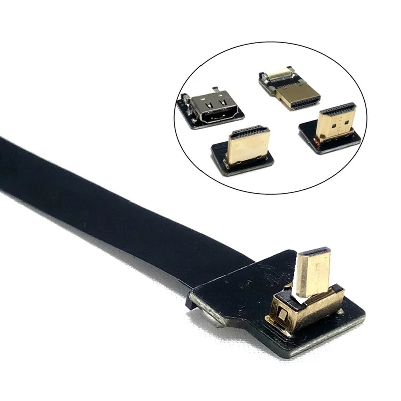 Up Angled Micro HDMI Male D Type to HDMI FPV FPC Flat Cable for GoPro GH4 BMPCC A5000 A6000 A7R A7S 5cm 10cm 20cm 30cm 50cm 80cm Up Angled Micro HDMI Male D Type to HDMI FPV FPC Flat Cable for GoPro GH4 BMPCC A5000 A6000 A7R A7S 5cm 10cm 20cm 30cm 50cm 80cm