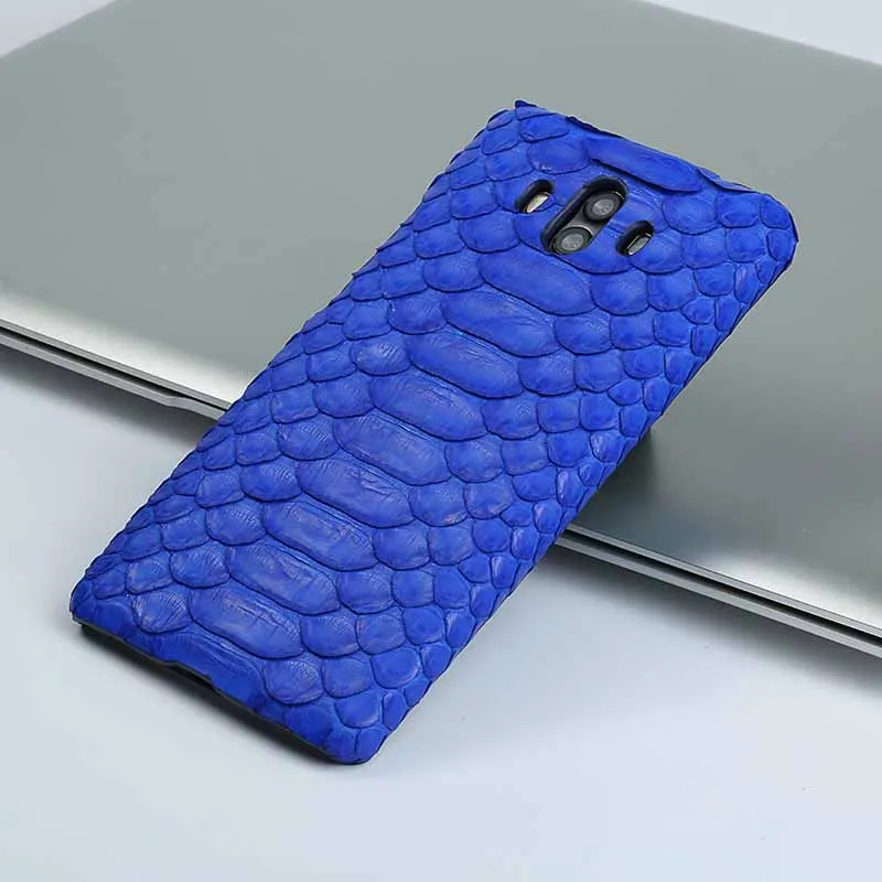 Wangcangli для huawei Коврики 10 роскошных ручной работы натуральной кожи питона кожаный чехол для телефона из натуральной кожи чехол для телефона - Цвет: 05-Blue