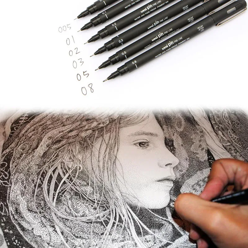

Uni Pin Fineliner Waterproof Drawing Fine line Pens 005 02 05 01 03 08