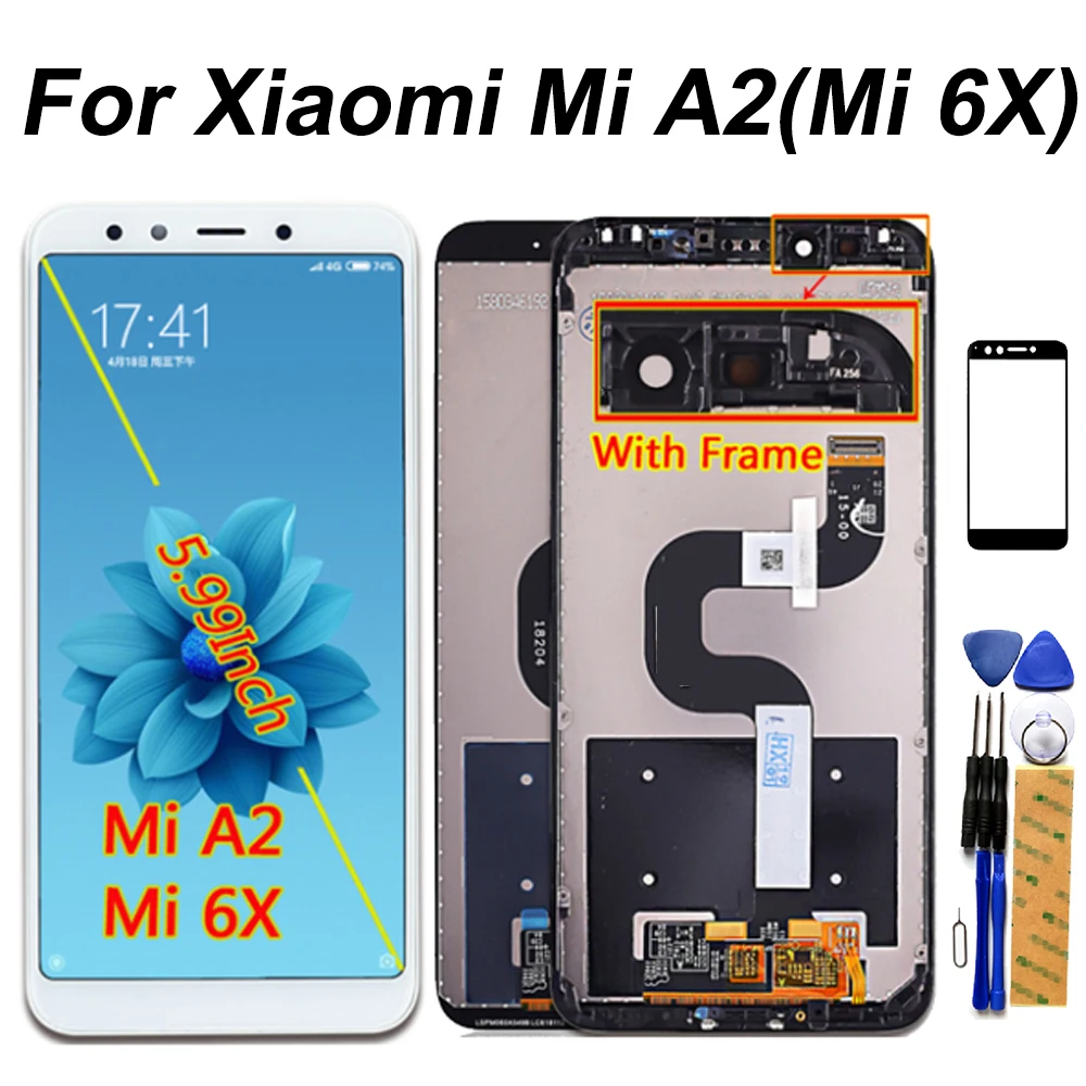 

5.99 inch LCD Screen For Xiaomi Mi A2 / 6X Display Touch Screen Digitizer Assembly Frame For Xiaomi Mi 6X LCD 2160*1080
