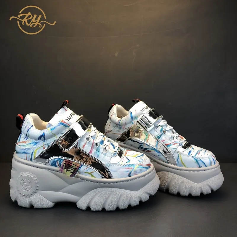 

RY-relaa fashion women's shoes 2019 new platform shoes women's thick-soled leather wild casual high shoes
