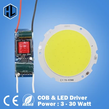 

1pcs 10W-30W COB led light board panel for led spotlight lamp led lamp+110-240V input LED driver Constant current power supply