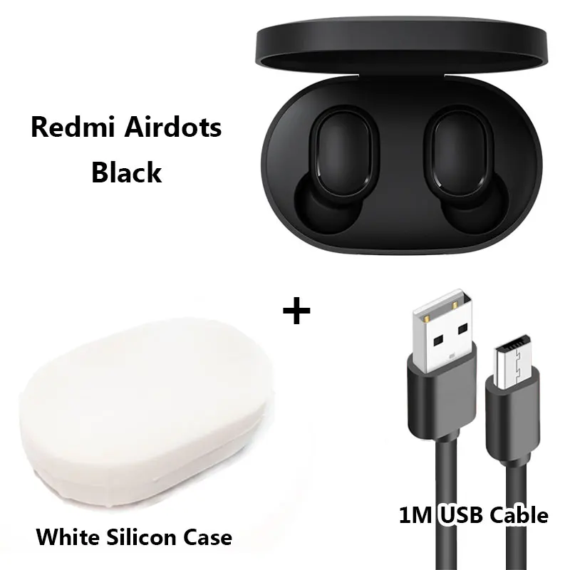 Xiaomi Redmi Airdots Наушники, AI Control Bluetooth Стерео Бас Беспроводная Шумоподавление Гарнитура Микрофон Громкой Связи На - Цвет: white case cable