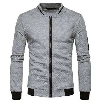 

NIBESSER Men's Veste Homme Bomber Fit Argyle Zipper Jacket Casual Jacket 2019 Autumn Trend White Fashion Men's Jackets Clothes