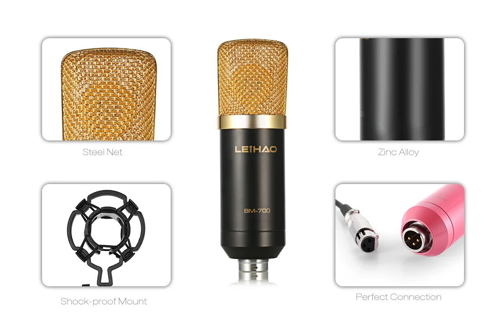 LEIHAO BM - 700 Professional Condenser Microphone Studio Broadcasting Recording