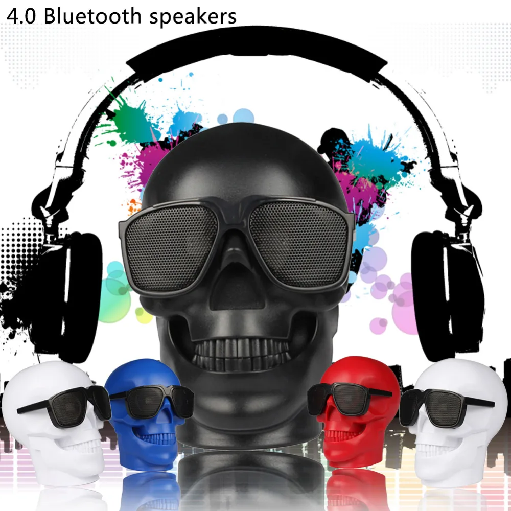 Multicolor Plastic Metallic Skull Shape Wireless Bluetooth Speaker NFC Mobile Subwoofer Multipurpose Speakers Cool | Электроника