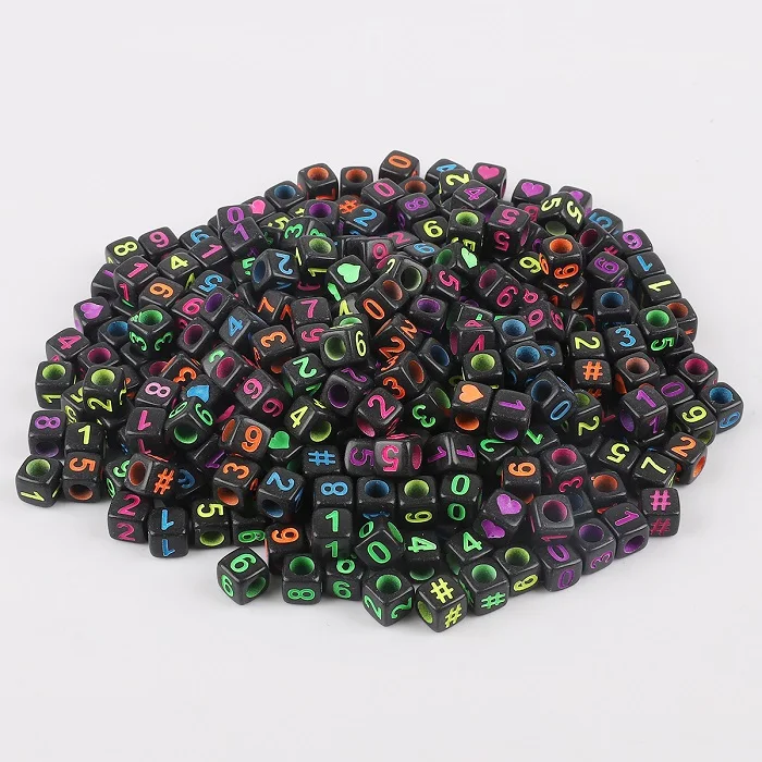 6mm Lose Spacer Perlen Mixed Platz Alphabet Brief Anzahl Acryl Perlen Für DIY Armband Schmuck Machen Zubehör 200 stücke – Detail 5