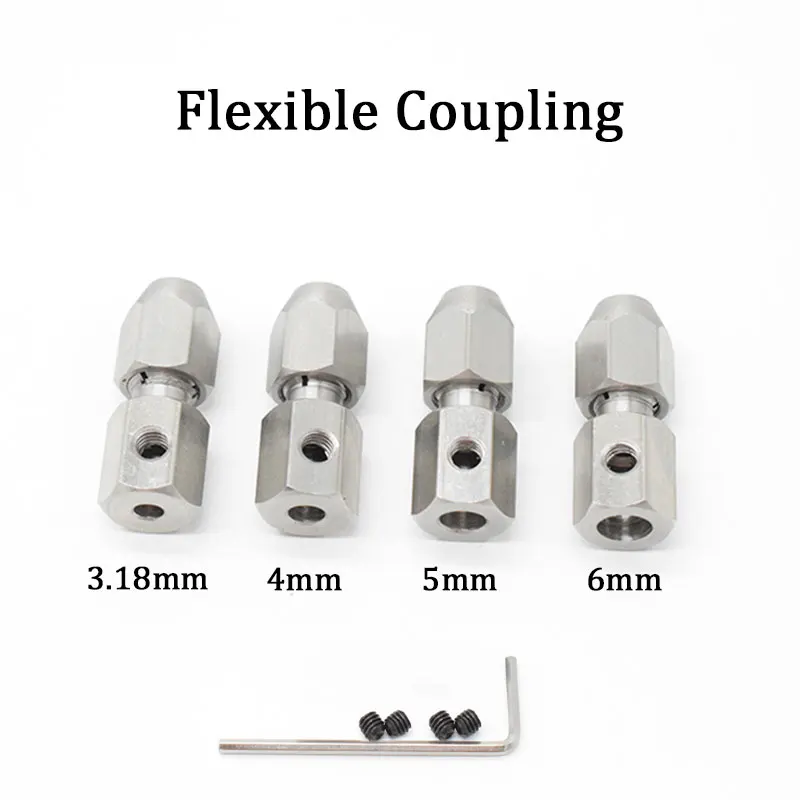 

RC Boat Flexible Coupling CNC Stainless Steel Soft Shaft Lock 4mm Flex Collet Coupler For 3.18/4/5/6mm Motor Shaft