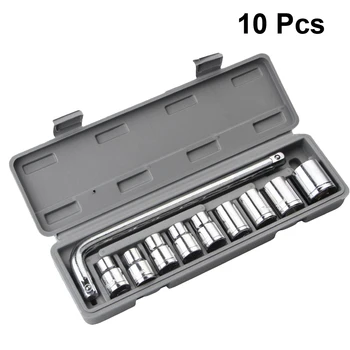 

10pcs Automotive Mechanics Tool Kit Auto Ratchet Wrench Socket Set Prime Carbon Steel Professional Car Repair Tool Kit Case Box