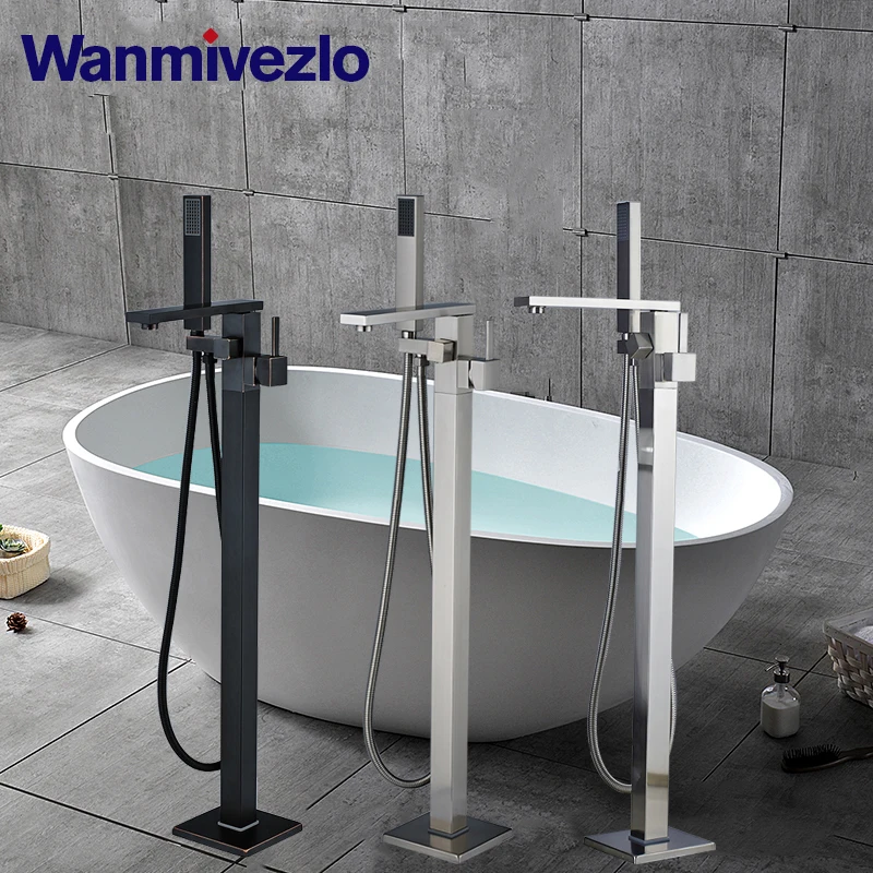 

Bathtub Faucet Floor Mounted Tub Faucet Bathroom Shower Mixer Tap Hot and Cold Water Faucet with LED Bath Tap
