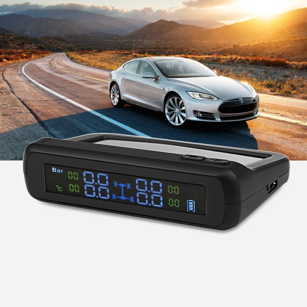 

CAREUD TPMS T881 - WF Solar Powered LCD Display Car Tire Pressure Monitoring System with Four Wireless External Sensor Auto Alar