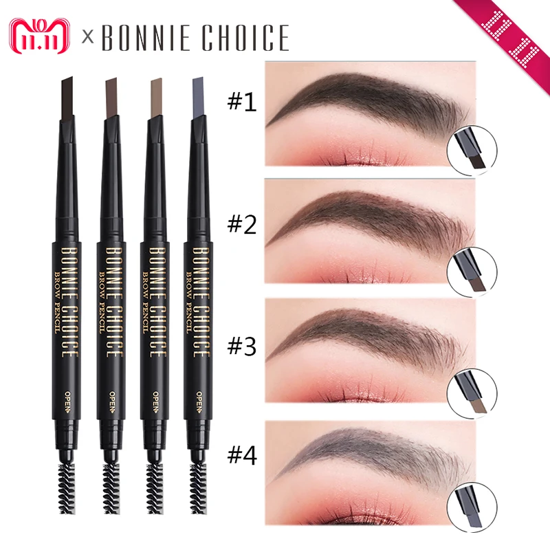 

BONNIE CHOICE 1 Pc Eyebrow Pencil With Brush Long Lasting Eyebrow Cosmetics Waterproof Automatic with Brush Makeup Art Tool