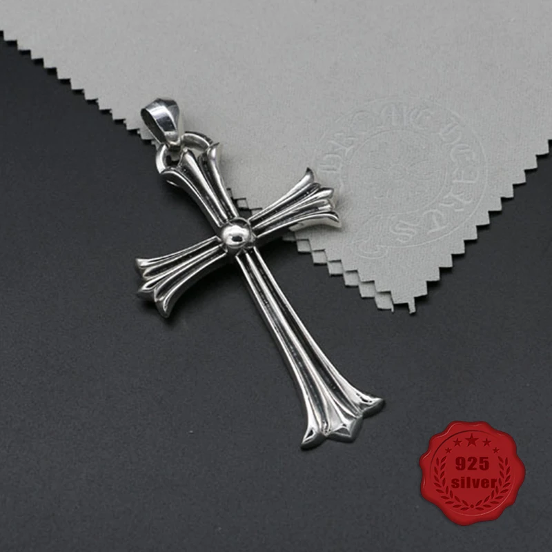 

925 sterling silver pendant personality reunion fashion punk style engraving cross street dance hip hop gift 2018 new hot