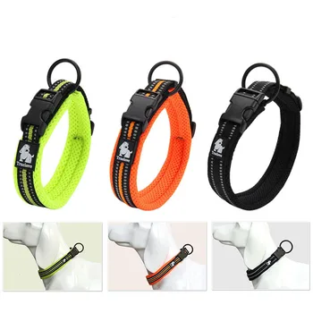 

Pet Dog Comfortable Nylon Collars Mesh Padded Adjustable Reflective Collar For Dog Outdoor Training Playing Dog Collar PC702