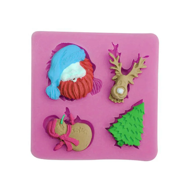 

Christmas Scene Cake Mold Silicone 3D Snowman Elk Christmas Tree Shape Chocolate Fondant Moulds Bakeware Cake Decorating Tools