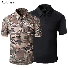 Aufdiazy, летняя дышащая быстросохнущая футболка, для улицы, тактическая, военная, для кемпинга, пешего туризма, рубашка с отворотом, мужские спортивные треккинговые Топы IM044