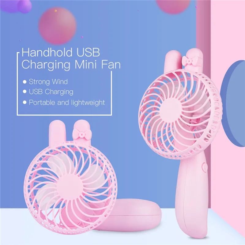 

Lovely Portable Hand Fan Battery Operated USB Rechargeable Handheld Mini Fan Cooler Electric Personal Fans Hand Bar Desktop Fan
