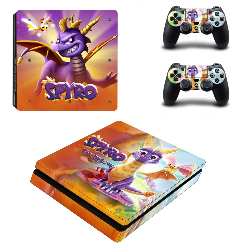 Game Spyro The Dragon PS4 Slim Skin Sticker For Sony PlayStation 4 Console and 2 Controllers PS4 Slim Skins Sticker Decal Vinyl