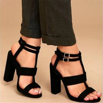 

Hot 2019 Sandalia Feminina Summer Gladiator High Heels Peep Toe Sandals Casual Shoes Woman Waterproof Platform Sandals
