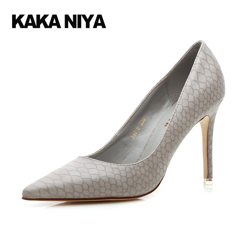 

Shoes 4 34 Small Size Elegant Pumps Scarpin High Heels Snake Gray Lady Yellow 2017 Pointed Toe 9cm Inch Fashion Trendy Asakuchi