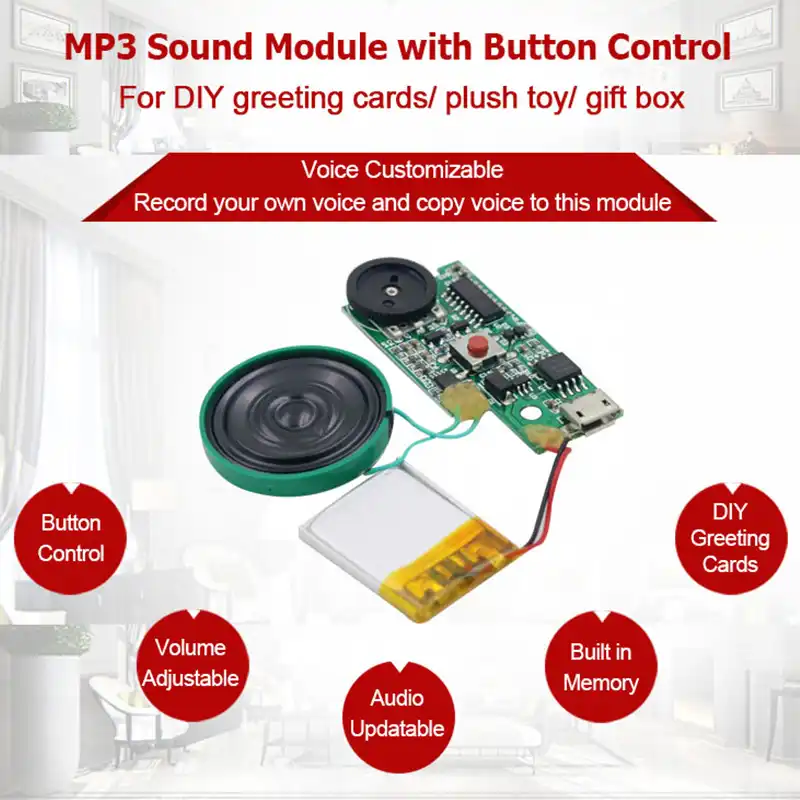 USB Download Push Button Audio Playback MP3 Sound Module Voice Circuit