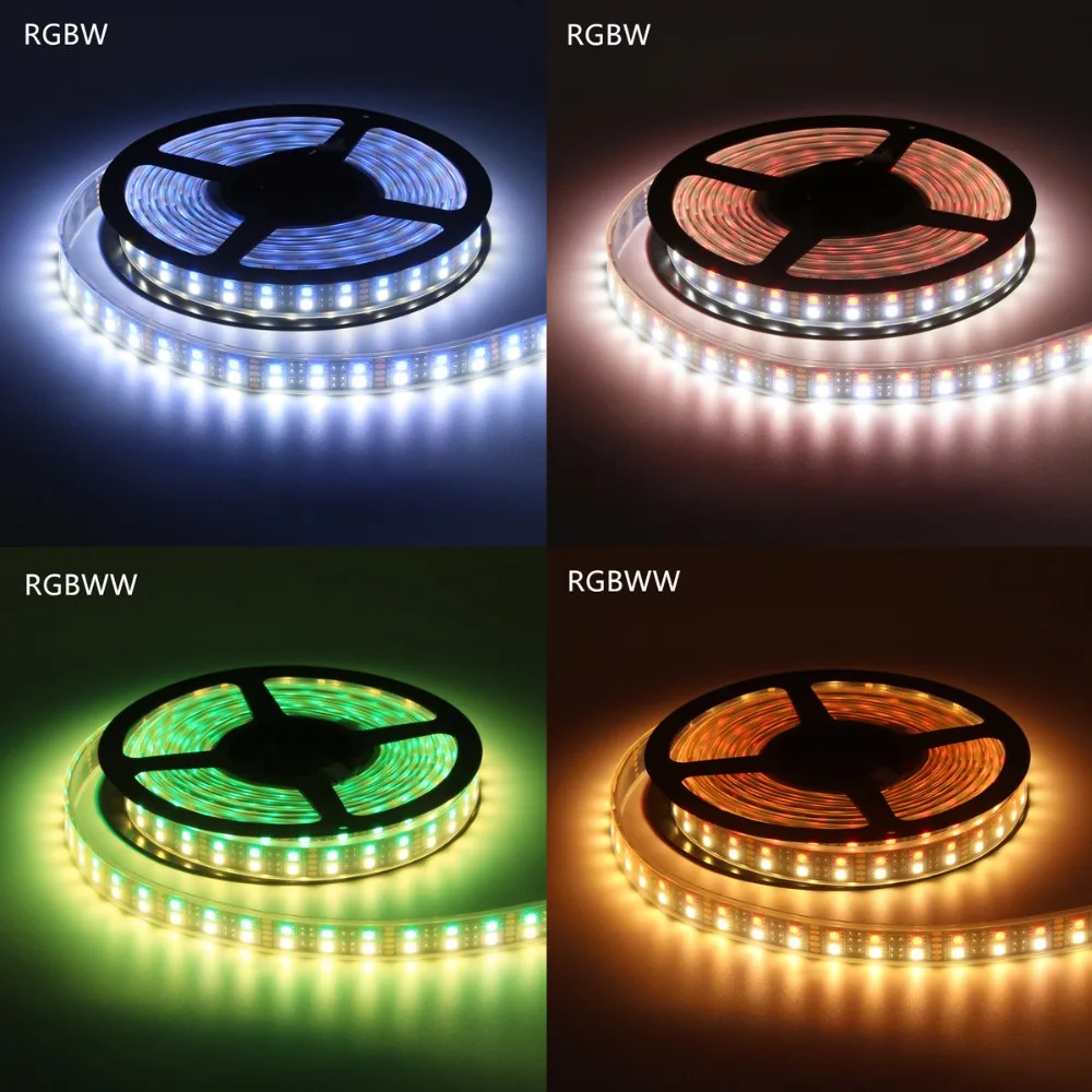 RGB Светодиодная лента Водонепроницаемая 5050 120 светодиодный s/m двухрядный Черный PCB DC 12 В 24 В RGBW RGBWW светодиодный светильник Гибкая неоновая лента Luz
