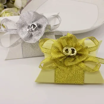 

Pillow Shape Candy Box with Ribbons Wedding Baby Birthday Shower Party Candy Box Gift Favor bag