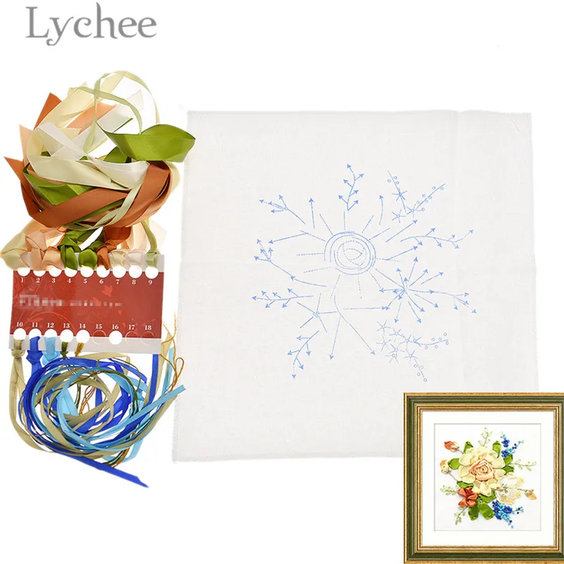 Lychee 3D Цветы ленты наборы для вышивания ручной работы цветок Декор стены DIY рукоделие ремесла материал - Цвет: 5