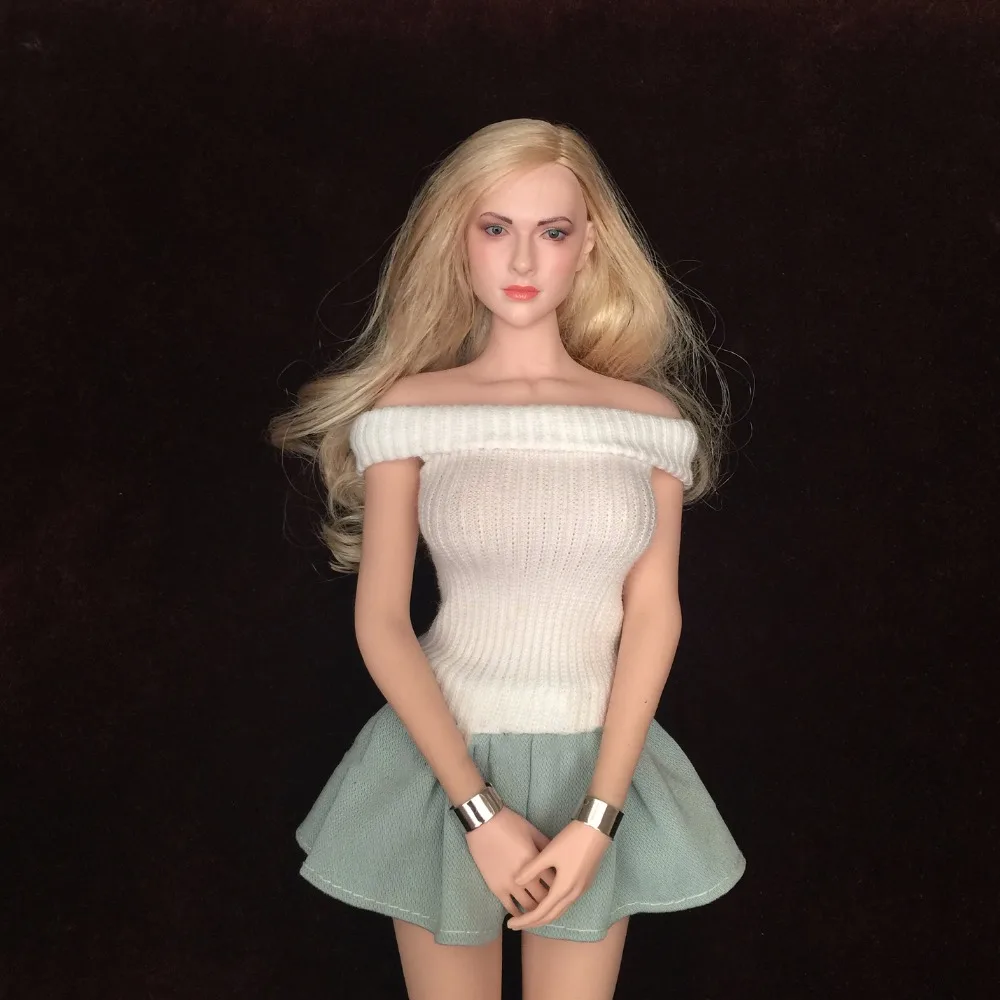 1:6 Scale Female White Wrapped Chest and Green Dress Set For 12/" Phicen HT Body
