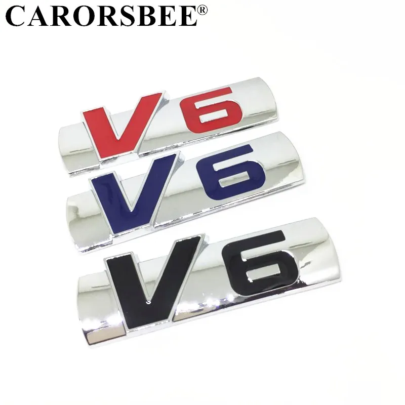 

New 3D Metal Zinc Alloy V6 Logo Auto Car Sticker V-6 Engine Sign Rear Trunk Boot Displacement Stickers Automobiles Car Styling