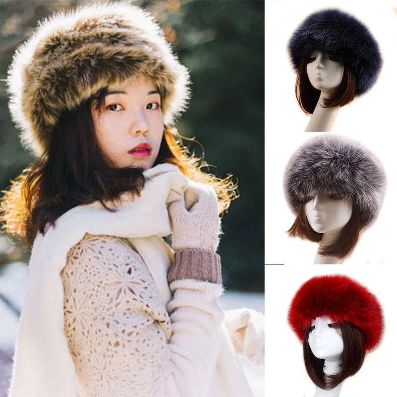 

Women Men Fur Hat Natural Fluffy Fox Fur Hat Winter Warm Thick Fashion Bomber Hat 6 Colors Hair Accessories