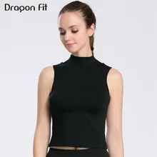 Дракон Fit Bodycon фитнес дышащий жилет для женщин Бег тренировки эластичные быстросохнущие спортивные топы чистого цвета Круглый вырез Топы