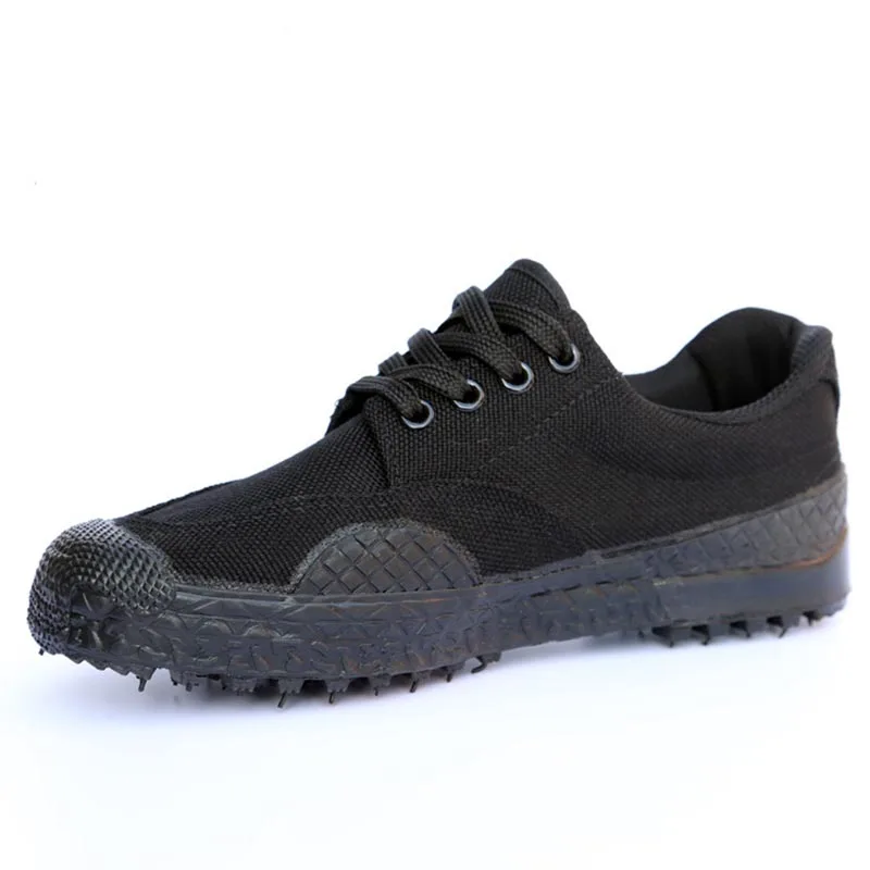 

Solid Rubber Unslip Canvas Black Shoes New Hot Unisex Supply Rubber Farm Field Shoes Low Top Camouflage Boots Walking Sneakers