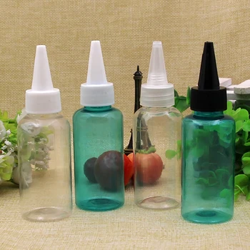

100pcs 80ml empty plastic bottle,clear pet bottle with black Twist Top Caps, pointed mouth top cap