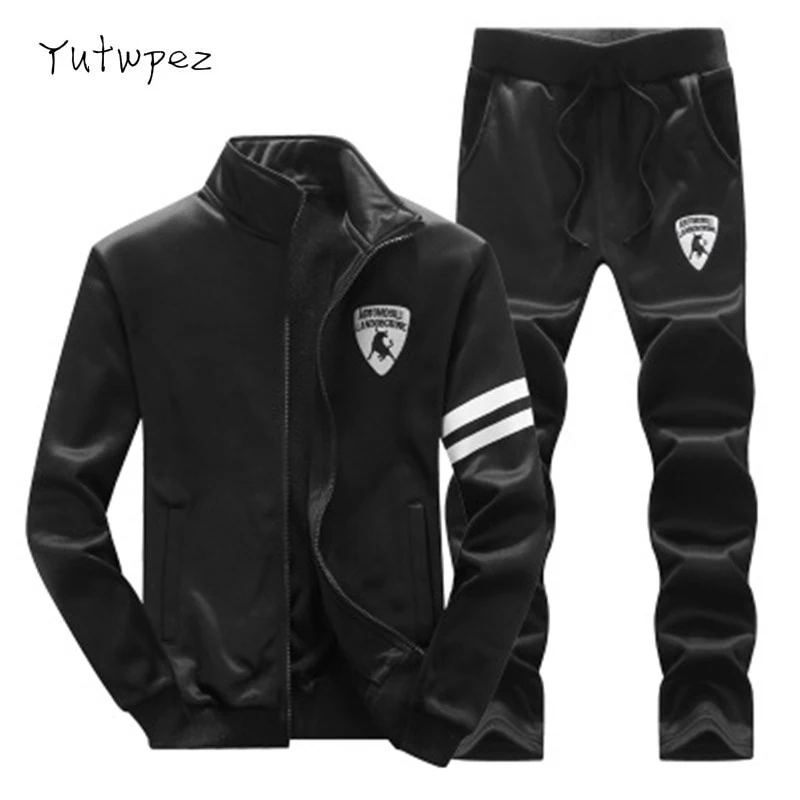 

Casual Tracksuit Men Sweatshirts Slim Men Set Pants Suits Solid Long Sleeved Male Clothing Sweater and Pants Men Sportswear 2019