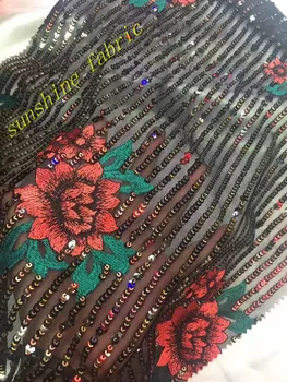 

Eco-friendly French Chemical Lace With Sequins Embroidery Bridal Laces Fabric
