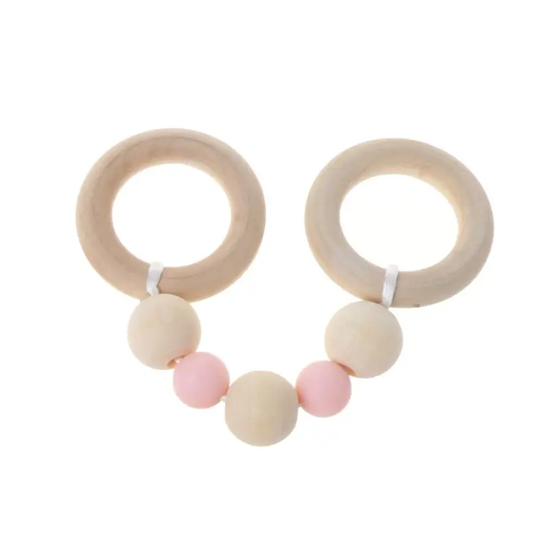 

Baby Play Gym Montessori Toys Baby Teether Beech Wood Ring Silicone Beads Wooden Rattle Baby Accessories