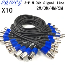 10 шт./2 м/3 М/4 м/5 м 3PIN DMX сигнальная линия светодиодный PAR сигнальная линия металлический XRL 3-контактный DMX кабель профессиональное сценическое освещение dj оборудование