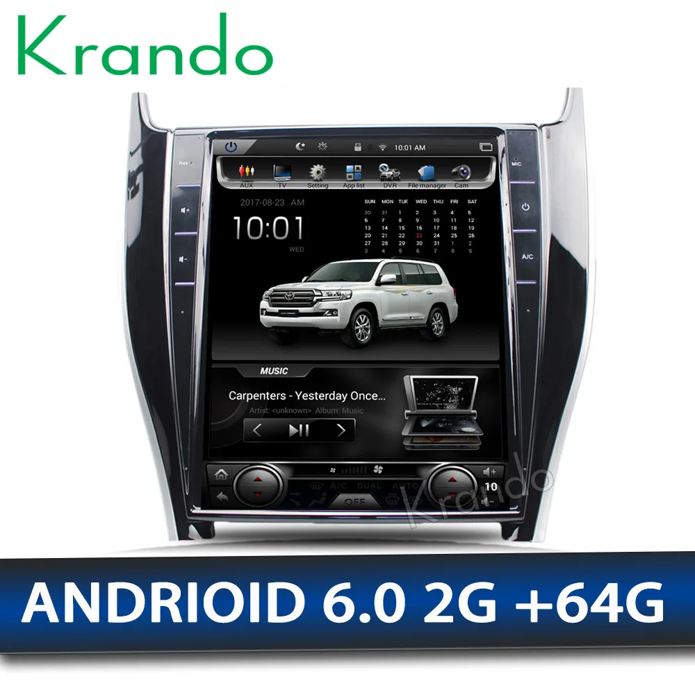 Perfect Krando Android 6.0 12.1" Vertical screen car multimedia player GPS for Toyota Harrier navigation navigation entertainment BT 1