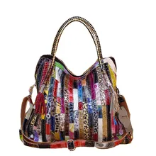 Frauen Leder Handtaschen Schulter Crossbody Taschen Aus Echtem Leder Taschen für frauen Taschen damen einkaufstasche bunte quaste schlange tasche