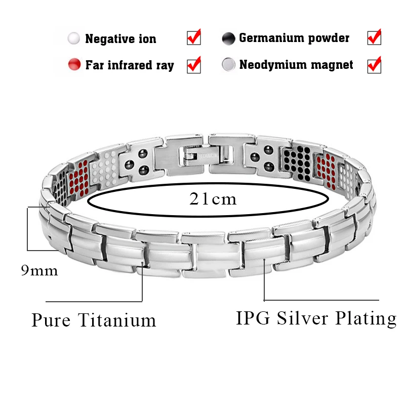 Горячая Распродажа, магнитный браслет для здоровья для женщин, чистый титан, 258 шт., 4 в 1, магниты, отрицательные ионы, германий, дальние инфракрасные браслеты
