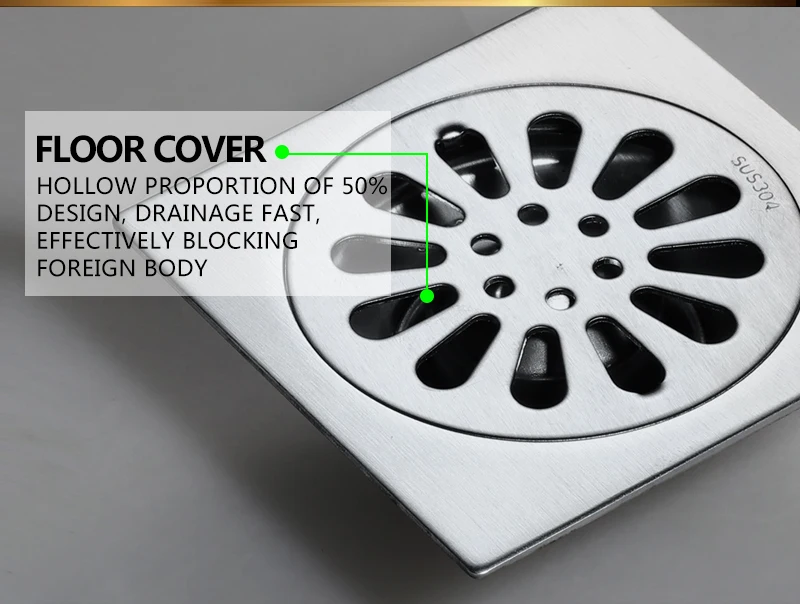 Floor Drain SUS304 Square Shower Drainer Grate Waste Tile Insert Square Floor Waste Grates Bathroom Drains Drain Strainers (15)