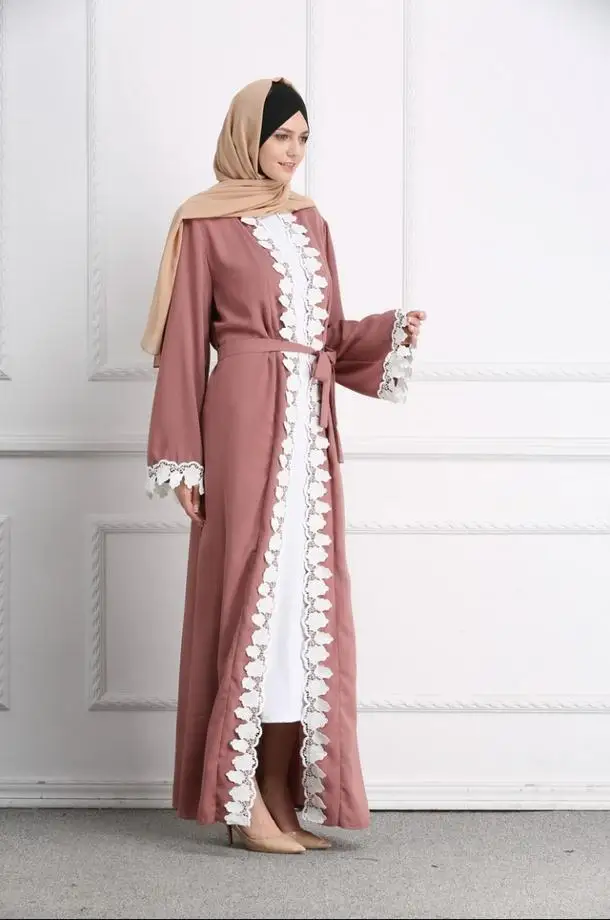 2018 Новый взрослый Повседневное кружева мусульманская одежда Турецкий Dubai Fashion Абаи мусульманское платье Кружева Халаты арабских